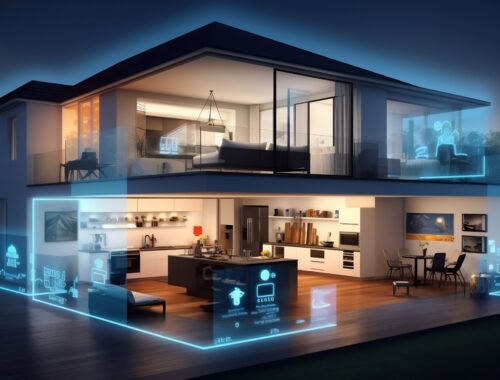 Innenansicht eines Smart Homes mit dem Konzept der künstlichen Intelligenz